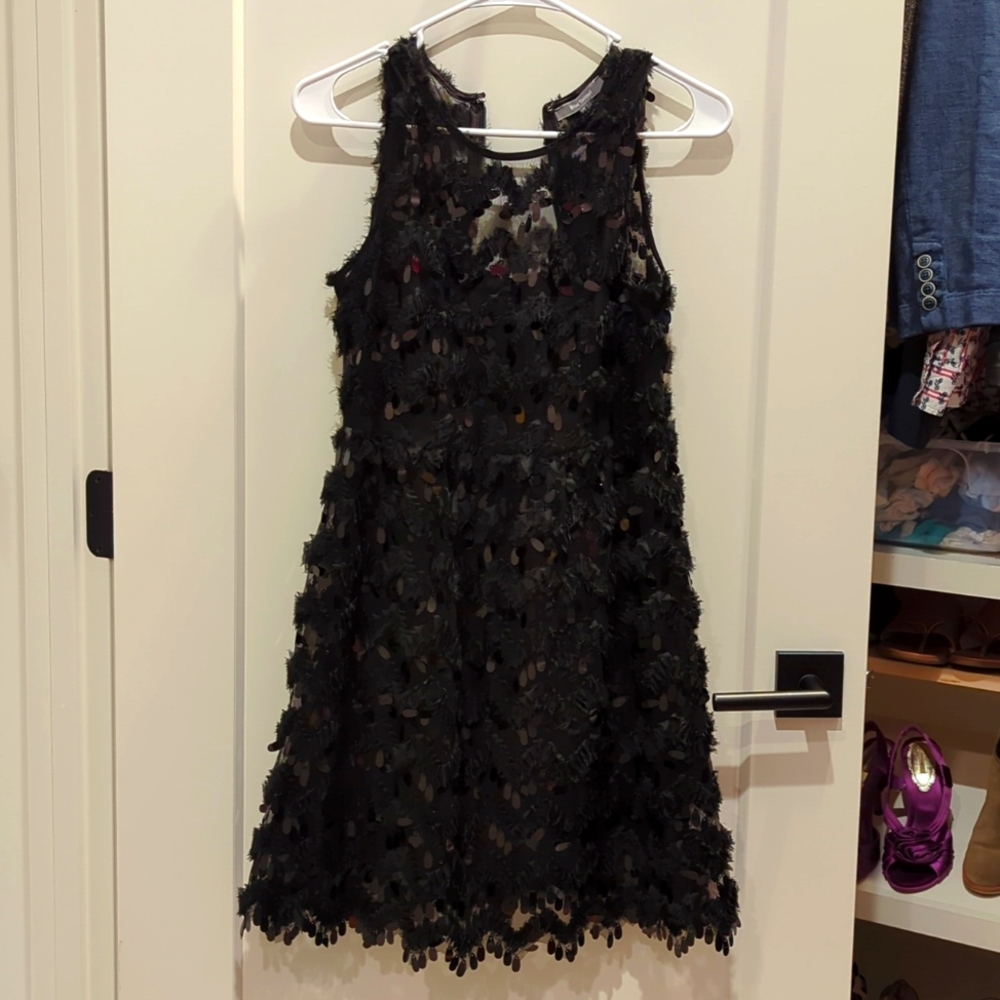 Anthropologie Blue Tassel Priscilla Textured Dress 2P